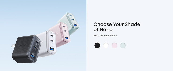 The Anker Nano Charger (70W, 3 Ports) could be offered in multiple colorways in the future. (Image source: Anker)