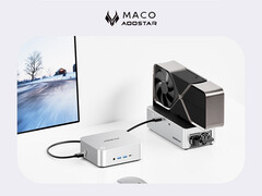 The MACO starts at around $278 in China. Pictured: the mini PC with an eGPU setup. (Image source: Aoostar - edited)