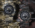 From left to right: Casio G-Shock GA-2100CM-5A and GA-2100CM-8A against a camo background.
