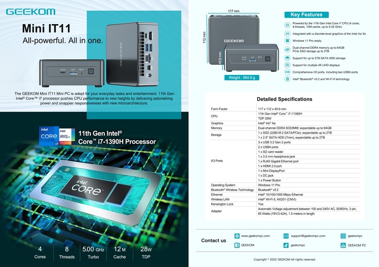 Geekom Mini IT11: Specifications