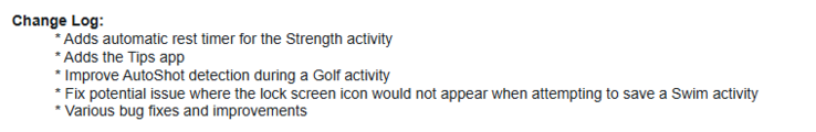 The release notes for beta version 12.59 for the Garmin Venu X1 smartwatch. (Image source: Garmin)