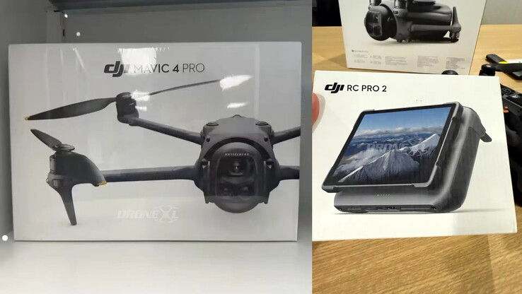 Retail packaging of DJI's Mavic 4 Pro and RC Pro 2 controller has finally leaked online. (Image source: Sebastián Fernández via DroneXL)