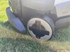 The front wheels of the RockMow Z120 LiDAR are steerable