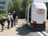 Monocab campus shuttle on a 20-meter test track