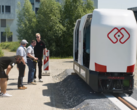 Monocab campus shuttle on a 20-meter test track