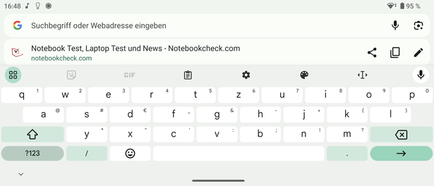 Keyboard in landscape mode