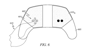 Illustration from Sony patent for potential PS6 controller showing a player's grip