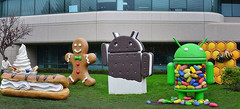 Various Google Android statues
