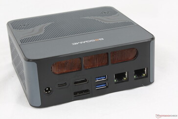Rear: AC adapter port, USB-C 4.0 w/ Power Delivery + DisplayPort (8K@60 Hz), HDMI 2.0 (4K@60 Hz), DisplayPort 1.4 (4K@144 Hz), 2x USB-A 3.2 Gen. 2 (10 Gbps), 2x RJ-45 (2.5 Gbps)