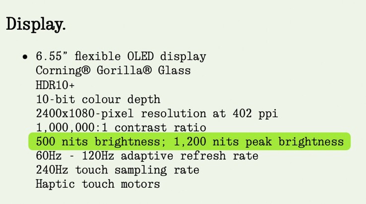 Nothing Phone (1) specifications at launch. (Image source: Nothing)