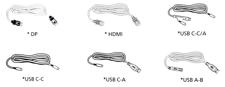 Various video and data cables are included, though accessories may vary by region.