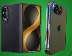Leaked Galaxy Z Fold 8 Wide case (left) vs leaked iPhone Ultra design model (right).