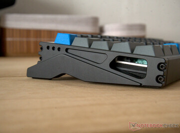 The EZ63's feet are built into the case's side rails, which attach to the keyboard chassis with four bolts. 