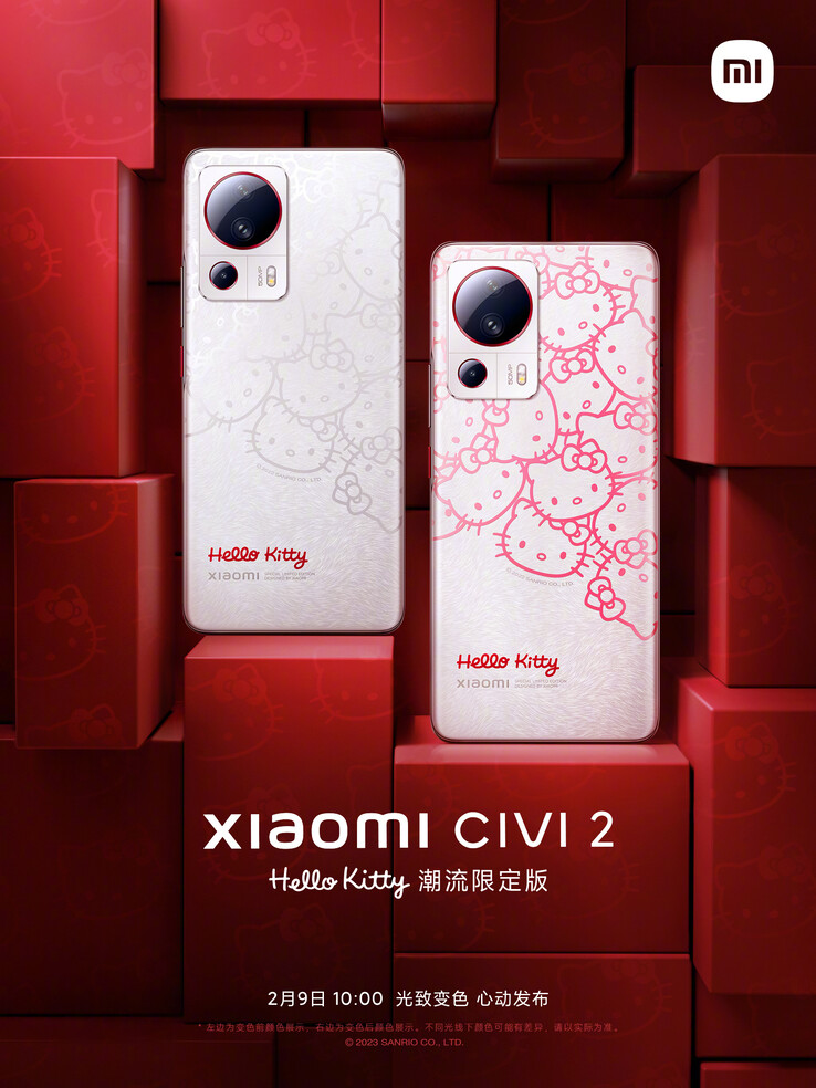 The new Civi 2 Limited Edition (left) with its activated photochromic accents (right). (Source: Xiaomi)