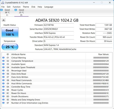 The ADATA SE920 works with PCIe 4.0 x2