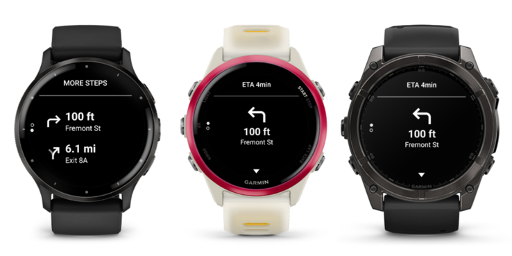 Screenshots of the Google Maps app for Garmin smartwatches. (Image source: Garmin Connect IQ Store)