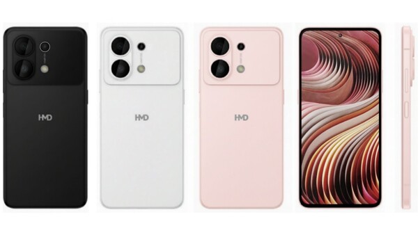 Leaked render of the HMD Ace 5G shows it in black, white, and pink. (Image source: smashx_60 on X)