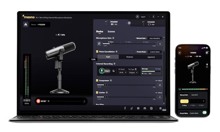 The Maono PD500 ships with software to help create professional sounding broadcasts.