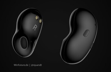 The new "Bean Buds" are rendered from all angles and in the current Galaxy Buds+ color options. (Source: WinFuture)