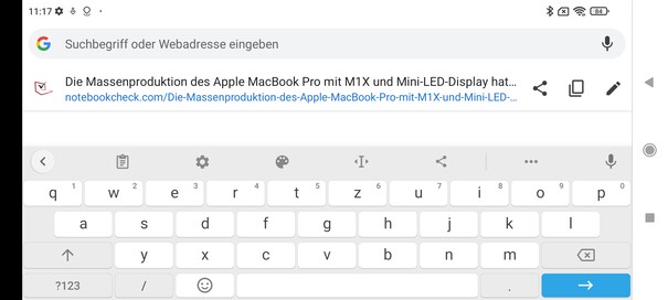 Keyboard in landscape mode