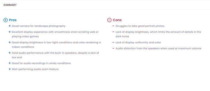 Summary of the test results (Image source: DxOMark)