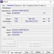 Asus ExpertBook B1 B1400 - CPUz