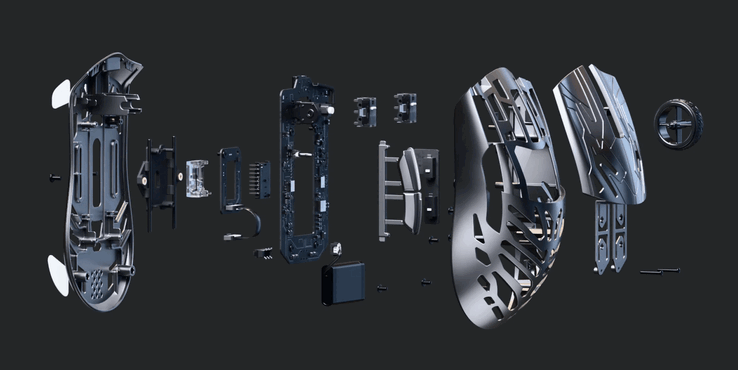 Exploded view of the Pwnage Vanta gaming mouse.