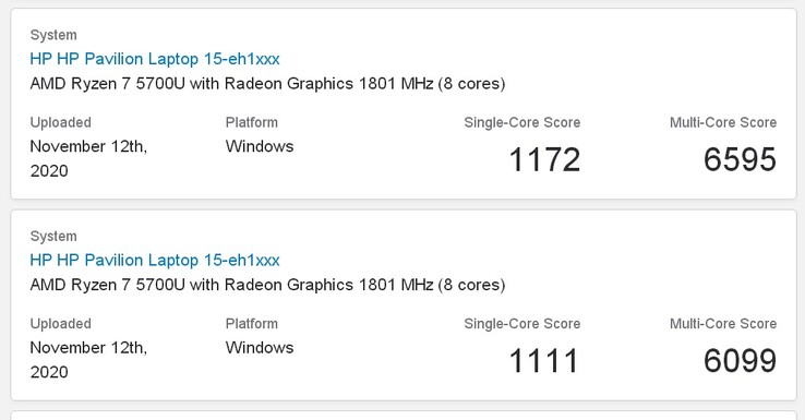 Geekbench 5.2 results. (Image source: Geekbench via @TUM_APISAK)