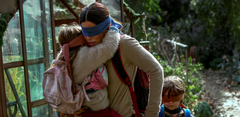 YouTube pranksters have been blindly following Sandra Bullock&#039;s character&#039;s predicament in Bird Box. (Source: Bluegrass/Netflix)