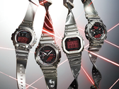 Pictured - four new Casio fine metallic watches against a silver background. 