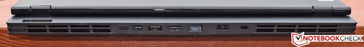 Rear: USB Type-C Gen 1, mini DisplayPort, USB 3.0, HDMI, Gigabit Ethernet, charging port, Lock port
