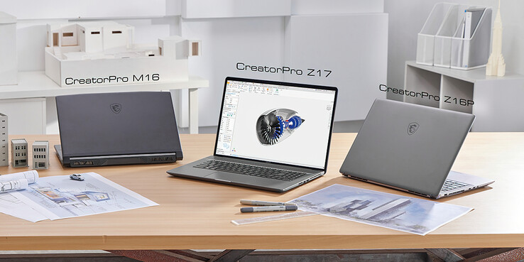 The CreatorPro M16 with the CreatorPro Z series. (Image source: MSI)