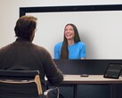 A user tests Google Beam's 3D video calling experience at I/O 2025 (Image source: Google)