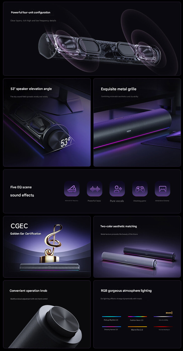 Main highlights of the Redmi Desktop Speaker 2 Pro (Image source: Xiaomi - machine translated)