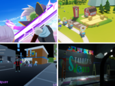 Clockwise from top left - Dragon Ball Gekishin Squadra, Transit King Tycoon, Stanley Says, and cLocked In. Pictured - screenshots from the aforementioned games. (Image source: Steam - Edited)