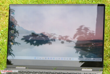 The Galaxy Book2 Pro 360 outdoors.