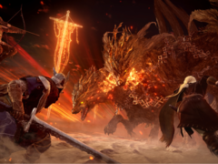 A screengrab of players battle a nightlord in Elden Ring Nightreign (image source: SteamDB)