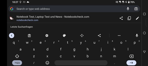 Keyboard in landscape mode