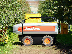 This RT100 agriculture robot uses upcycled Tesla batteries. (Image source: Daedong)