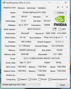 GPU-Z GTX 1050