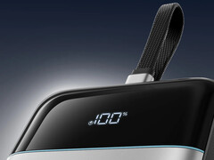 The 25 SE power bank has a discounted launch price of $62.99. Pictured: a promo picture showing the display and the integrated cable.