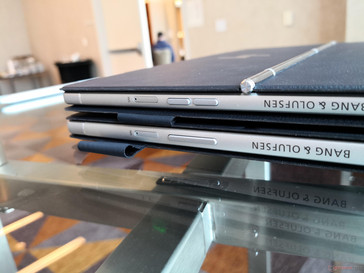 ARM (top) vs. Intel (bottom). The volume rocker is designed differently. The nano-SIM Intel SKU will come at a later date