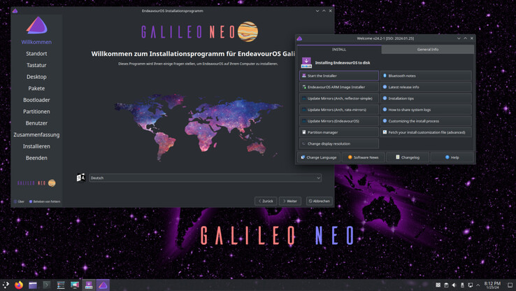 A look at the KDE Plasma desktop of EndeavourOS Galileo Neo (Image: EndeavourOS).