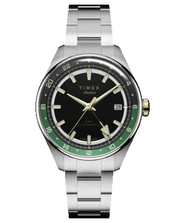 It runs a Swiss made Landeron 24 GMT automatic movement with a date display and a 40-hour power reserve.