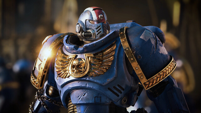 An in-game screenshot from Warhammer 40,000: Space Marine 2 that shows off the Space Marine armor. (Image Source: Steam)