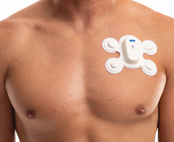 The UbiqVue2A biosensor allows doctors to monitor patients continuously from afar for up to five days. (Image source: LifeSignals)