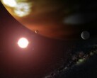 An artist's illustration showing a star and planets.