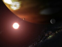 An artist's illustration showing a star and planets.
