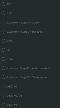 Available Bluetooth audio codecs
