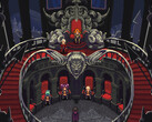 Chained Echoes Steam screenshot showing playable characters in a gloomy throne room